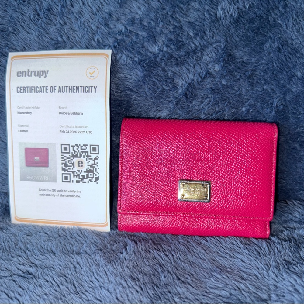 Dolce & Gabbana Dauphine French-flap Fuchsia Pebbled Leather Wallet